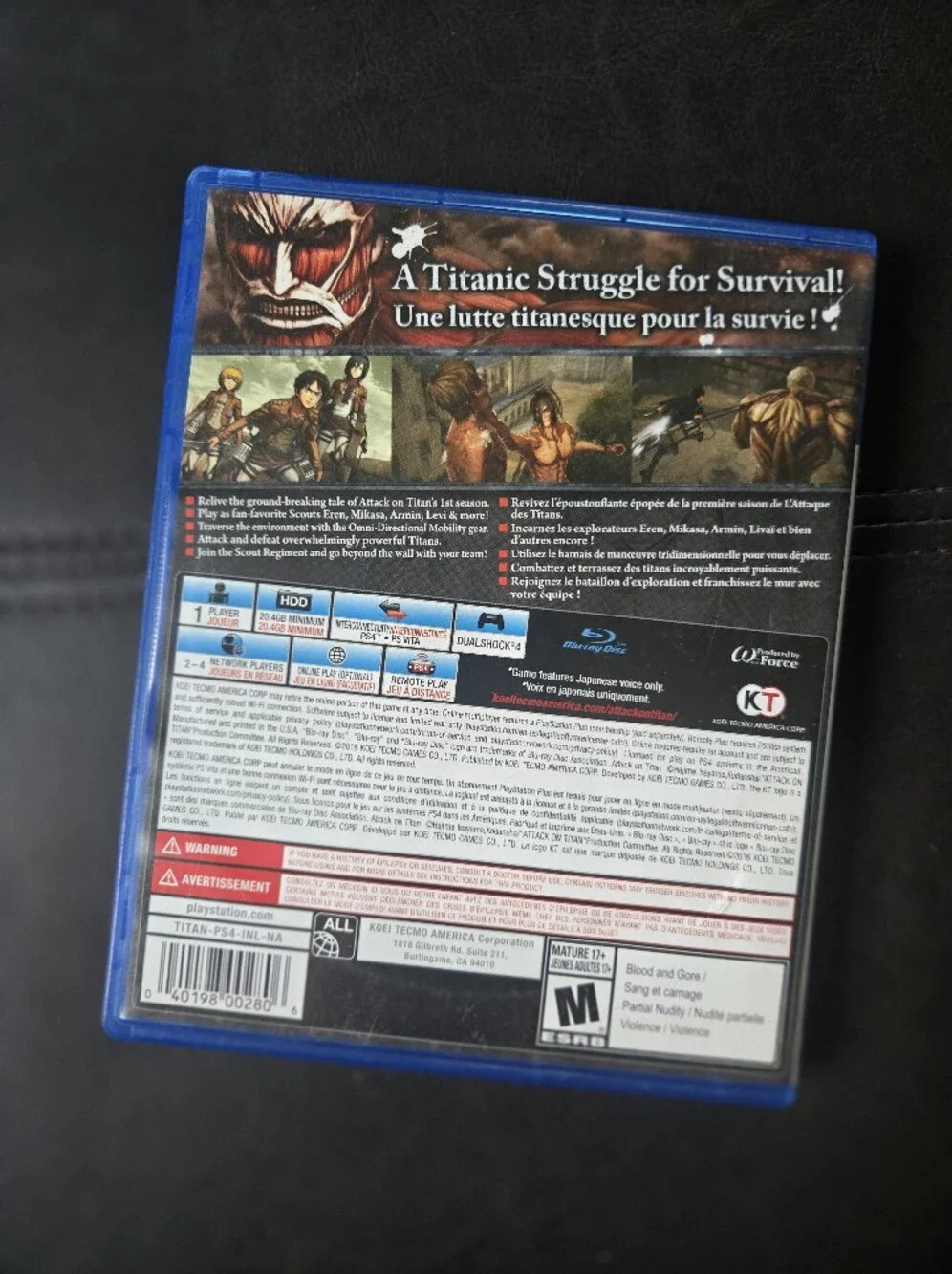 ⭐️PS4 Attack on Titan Video Game⭐️ - Picture 2 of 4